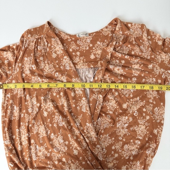 NWOT Intimately Free People Floral‎ Long Sleeve Bodysuit Sz M Rust Brown Stretch - Picture 9 of 13